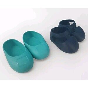 Doll Shoes Plastic Teal And Navy Blue Unbranded